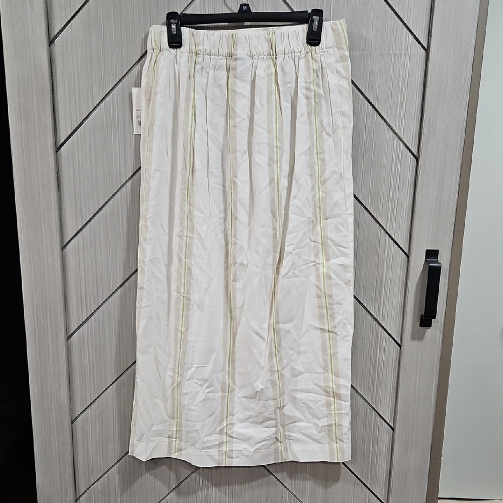 A New Day Striped Pencil Skirt in Tan and Green - Picture 4 of 4